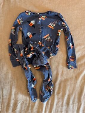 Old Navy Navy Blue Halloween Snack Print One-Piece Footed Pajamas